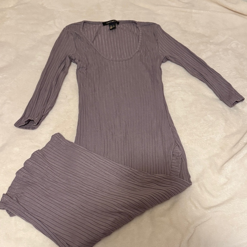 Revamped Lavender Ribbed Knit Dress